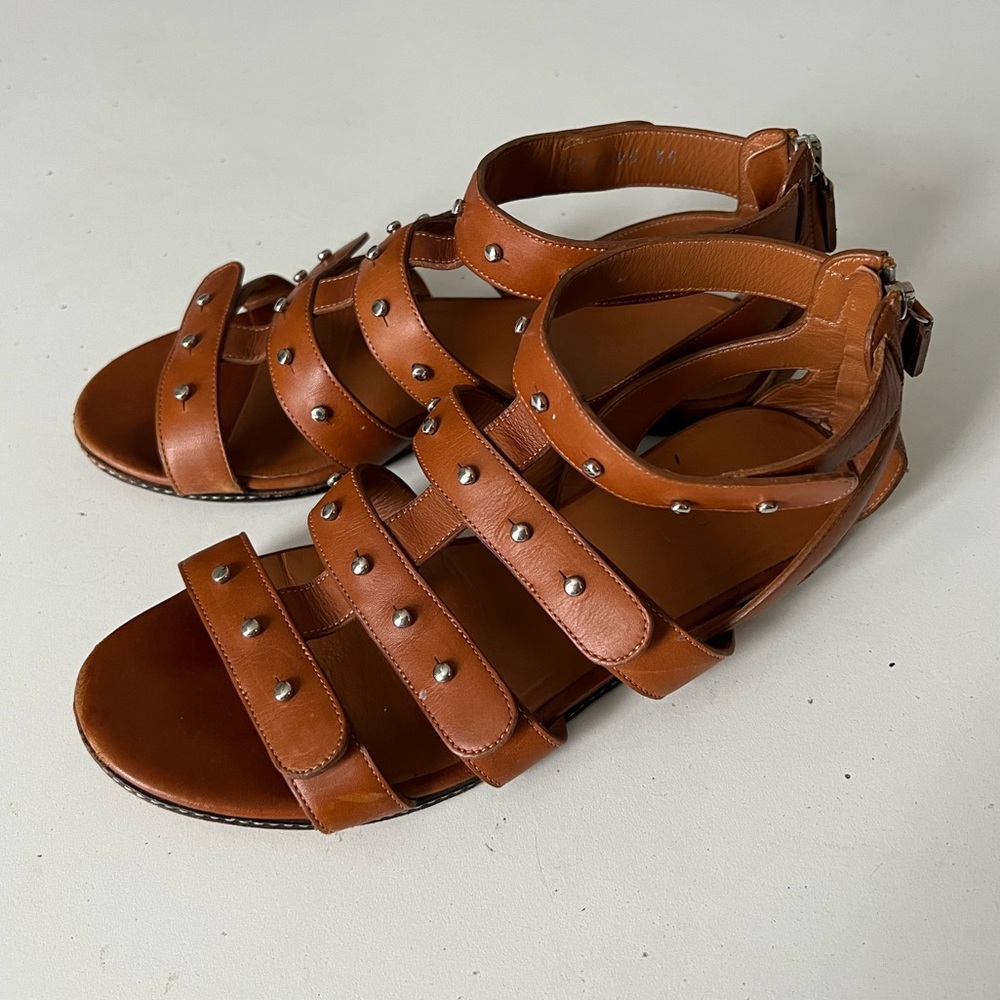 Gucci Tan Leather Gladiator Sandals 35
